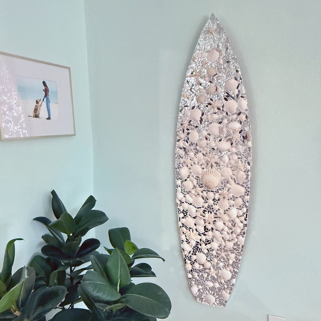 Custom Mirrored Disco Seashell Surfboard