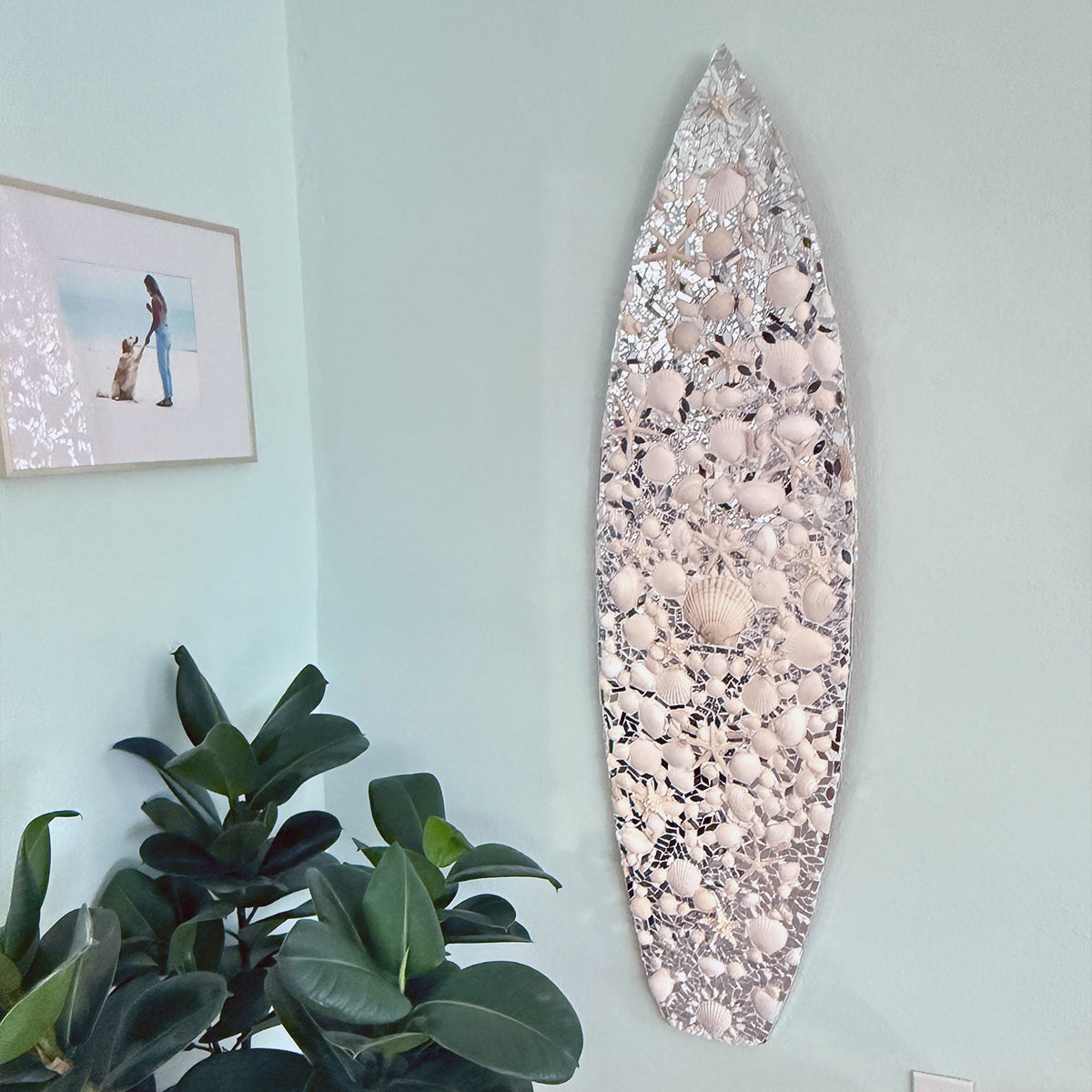 Custom Mirrored Disco Seashell Surfboard