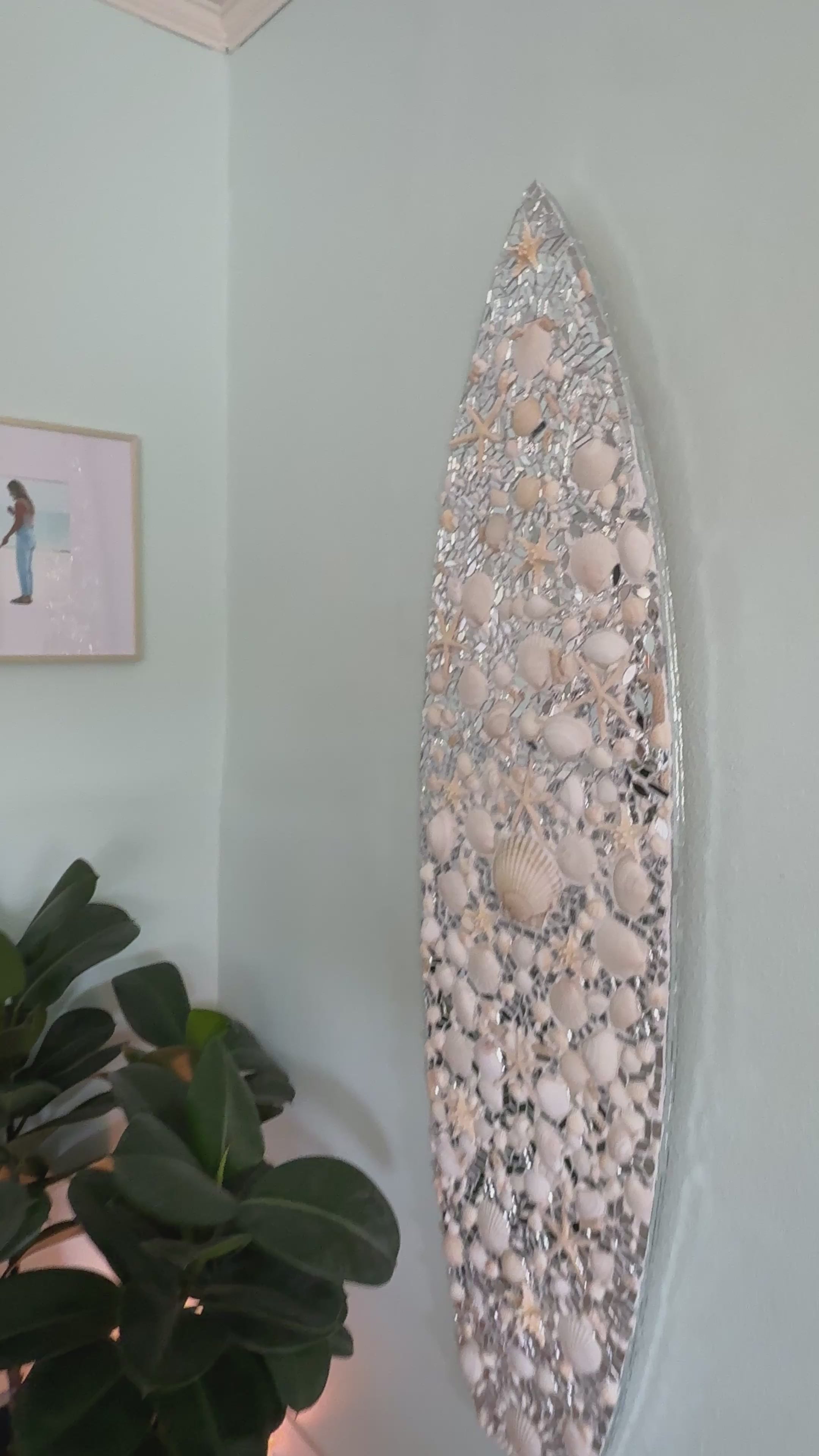 Custom Mirrored Disco Seashell Surfboard